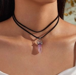 *Clarabelle* Suede Rope and Stone Choker